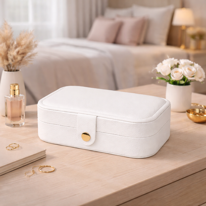 Boîte à bijoux blanche avec compartiments