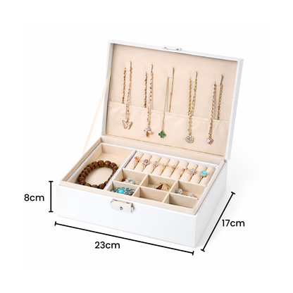 Boîte à bijoux avec compartiments et porte-colliers