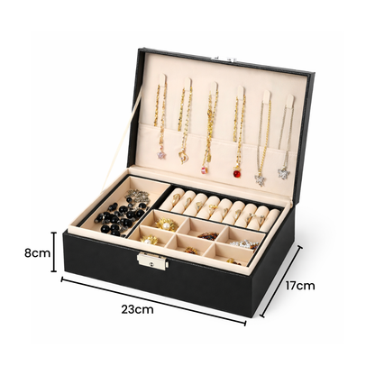 Boîte à bijoux avec compartiments et porte-colliers