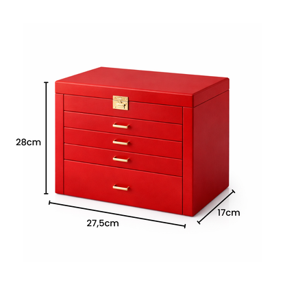 Coffret à bijoux avec tiroirs, miroir et portes latérales