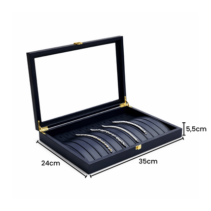 Boîte à bracelets avec couvercle transparent et supports incurvés